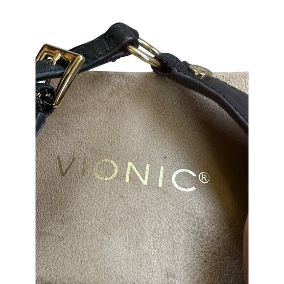 Vionic Womens Kirra Black Leather Thong Sandal Slingback Adjustable Strap Sz 7.5 - Picture 8 of 10